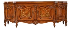 Karges French Provincial Louis XV Chinoiserie Carved Burled Walnut Sideboard Credenza