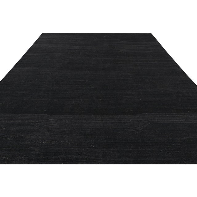 2010s Rug & Kilim’s Solid Kilim Rug in Black Tones and Striae For Sale - Image 5 of 7