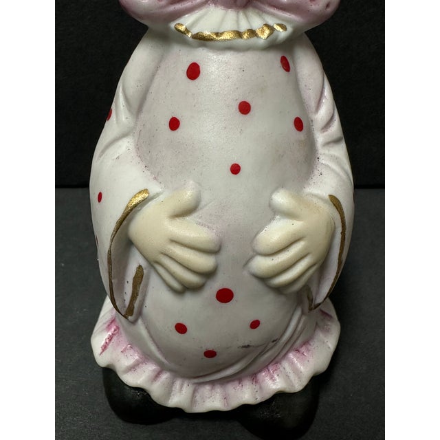 Vintage Late 20th Century Pink With Red Polka Dots Porcelain Clown Bell For Sale - Image 10 of 11
