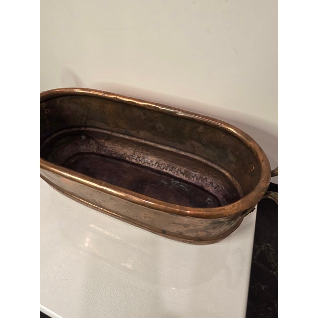 1960s Vintage Elongated Copper and Brass Cache Pot For Sale - Image 5 of 9