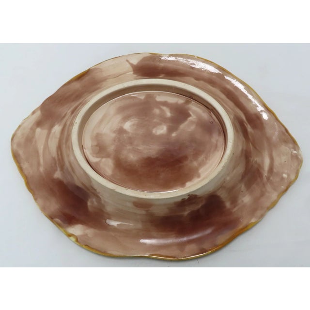 Beautiful Antique Victorian Majolica Bread Serving Tray With Nice Colors - Circa 1880s For Sale - Image 10 of 13