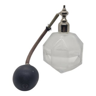 Vintage Marcel Franck France Frosted Glass Geometric Perfume Atomizer Bottle For Sale