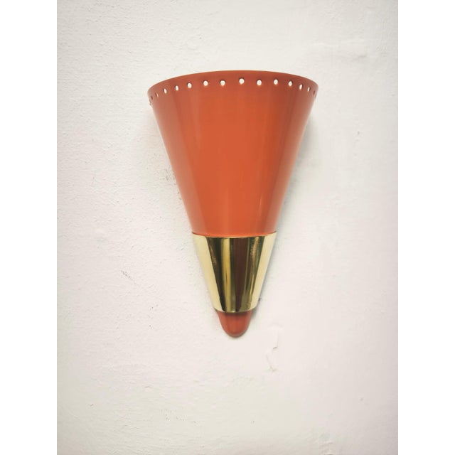 Gold Orange Sputnik Wall Lamp with Gold Band, 1960s For Sale - Image 8 of 9