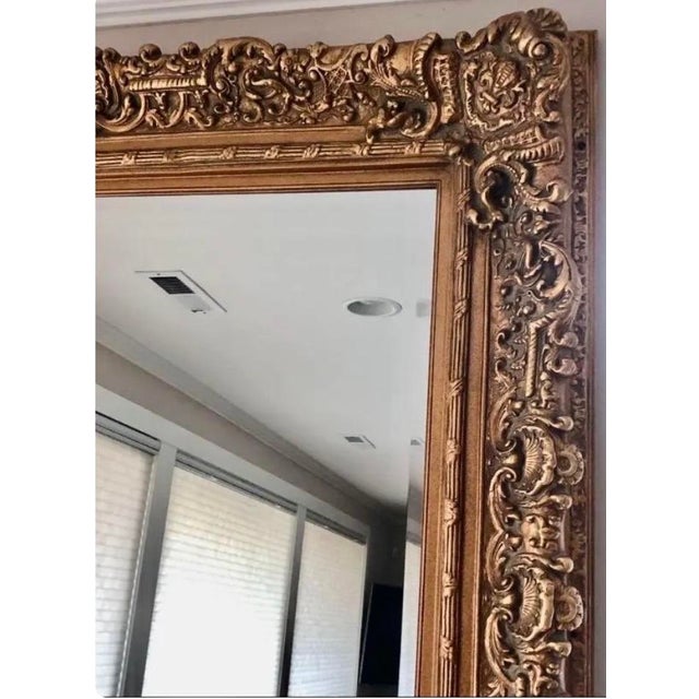 1980s Vintage Gilt Baroque 7 Ft Framed Mirror For Sale - Image 5 of 7