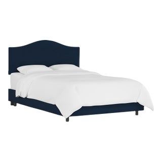 Twin Camelback Bed in Velvet Ink For Sale