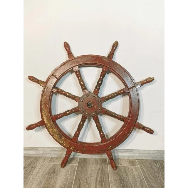 Vintage Brown Wood Helm For Sale - Image 4 of 9