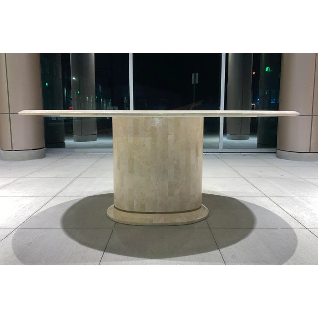 1980s Pedestal Base Dining Table in Tessellated Stone From Maitland-Smith Philippines For Sale - Image 10 of 13
