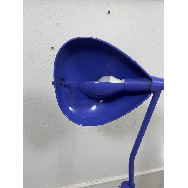 1960s Vintage Industrial Blue Floor Lamp – Large Metal Task Lamp, Mid-Century Modern For Sale - Image 5 of 7