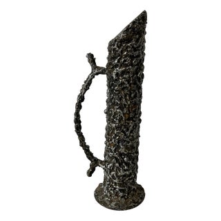 Brutalist Hand-Forged Iron Vase For Sale