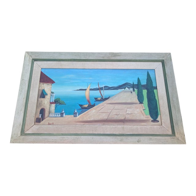 Essy R, Mediterranean Coastal Seascape Oil on Canvas Painting For Sale