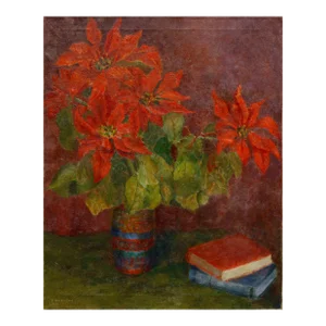 Mid Century Poinsettia Still Life by Claudia Dobbins