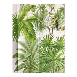 36" * H96" * 2ps, Hand-Painted Tropical Toucan Palm Leaf Jungle Wallpaper Mural For Sale