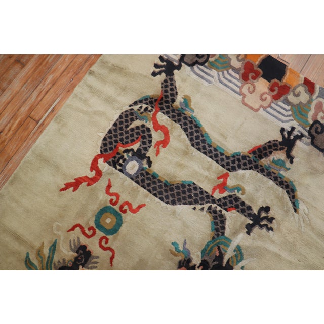Dragon Tibetan Vintage Rug For Sale In New York - Image 6 of 18