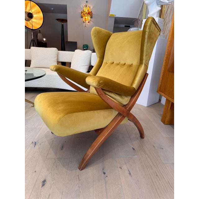 1950s Italian Wingback Armchair attributed to Franco Albini, 1952 For Sale - Image 5 of 9