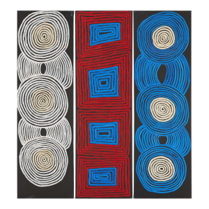 Early 21st Century Triptych Australian Aboriginal Paintings Tingari Ronnie Tjampitjinpa