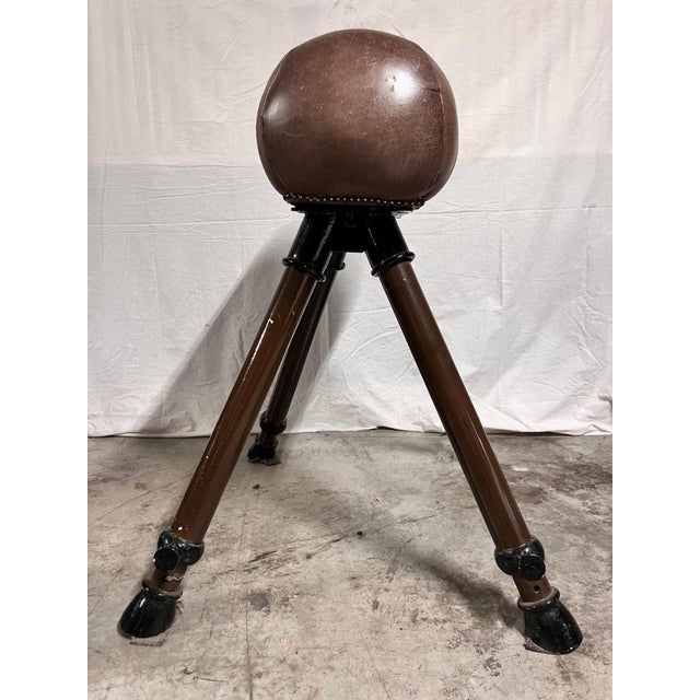 Metal Antique Gymnastic Horse in Cow Leather, Italy, 1940s For Sale - Image 7 of 13