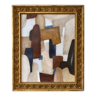 Original Framed Abstract Painting in Antique Gold Gilt Frame For Sale