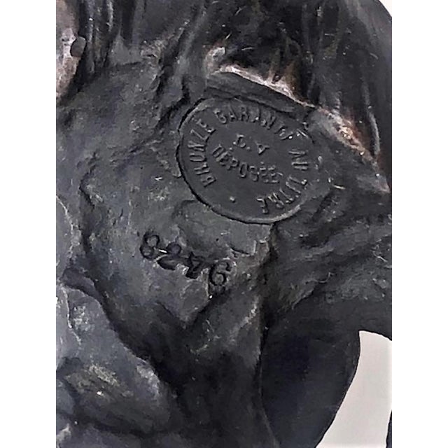 Metal Emmanuel Villdnis, ‘Nelly’, French Art Nouveau Patinated Bronze Bust, ca. 1890 For Sale - Image 7 of 8