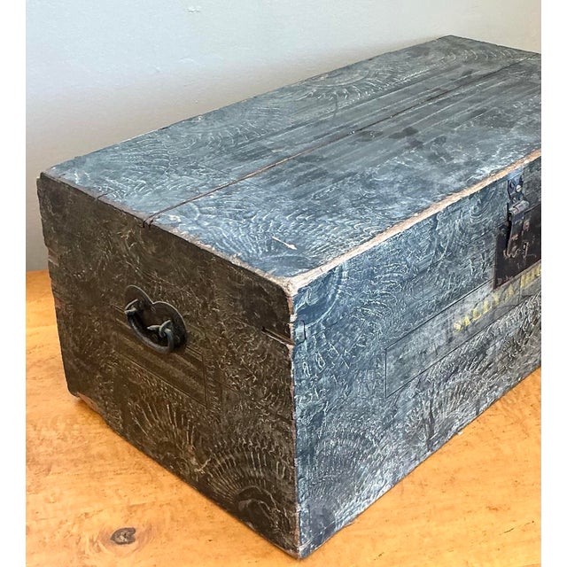 Vintage Hand Painted Wooden Trunk For Sale - Image 11 of 12