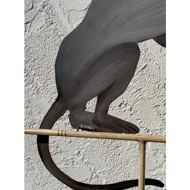 Chinese Tole Monkey with Chinese Export Bowl Towel Rack For Sale - Image 3 of 12