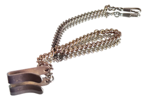 Vintage Victorian/Edwardian Revival Copper Chatelaine Chain v Belt Hook Watch Chain, 1960s