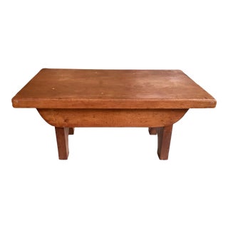 Early 20th Century Antique Handmade Solid Wood Footstool For Sale
