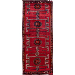 Vintage Turkish Handmade Red Tribal Wool Runner For Sale