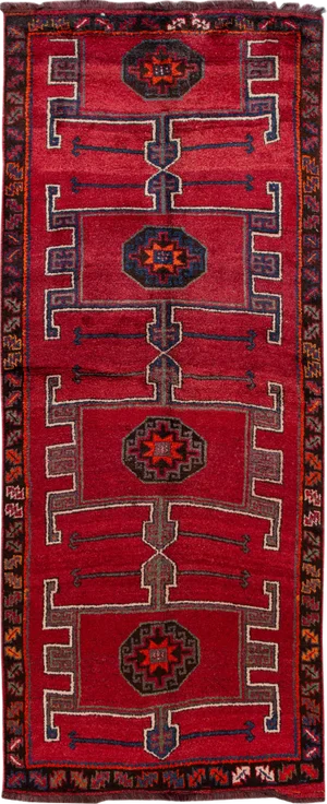 Vintage Turkish Handmade Red Tribal Wool Runner