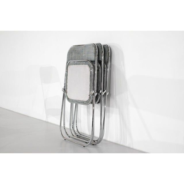 Chrome Folding Chairs with Fabric, 1970s, Set of 9 For Sale - Image 14 of 15