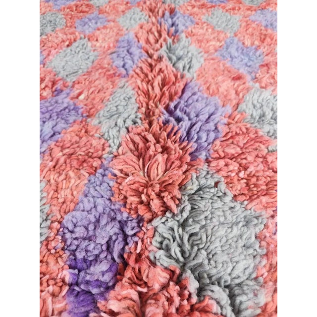 Pink Grey Purple Diamond Handwoven Wool Moroccan Rug For Sale - Image 12 of 13