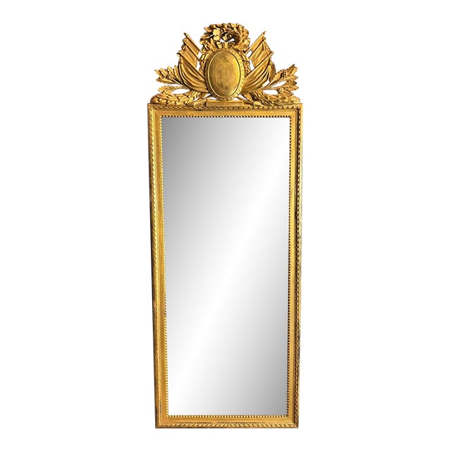 Antique French Neoclassical Giltwood Tall Pier Mirror For Sale