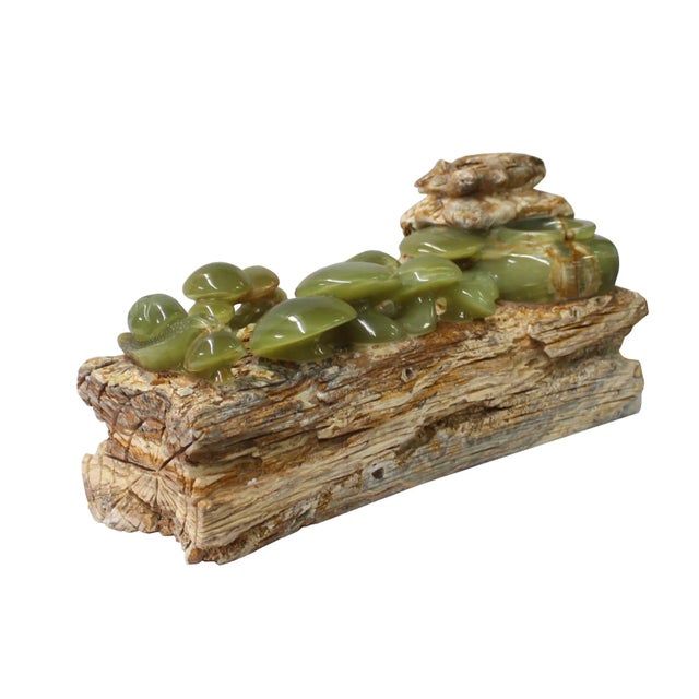 This is an accent decorative stone figure of greenish stone mushroom and snail on the wood log look. Dimensions: 15.5"x...
