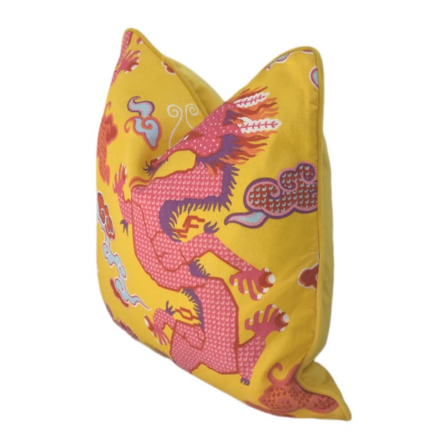 Schumacher Schumacher Magical Ming Dragon Chinoiserie Feather/Down Pillow For Sale - Image 4 of 6