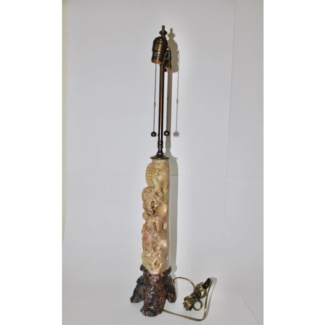 Mid 20th Century Lang Levin Studios Mid Century Modern Dragon Soapstone Carving Table Lamp For Sale - Image 5 of 9