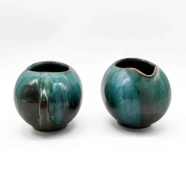 1960s Mid-Century Blue Mountain Pottery Drip Glaze Redware Cream and Open Sugar Set For Sale In San Diego - Image 6 of 10