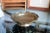 Vintage decorative brass bowl with etching and scalloped edges. Marked "China" on the bottom. Some age wear and patina.