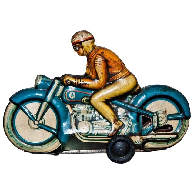 Vintage Friction Motorcyclist Toy, 1960s For Sale
