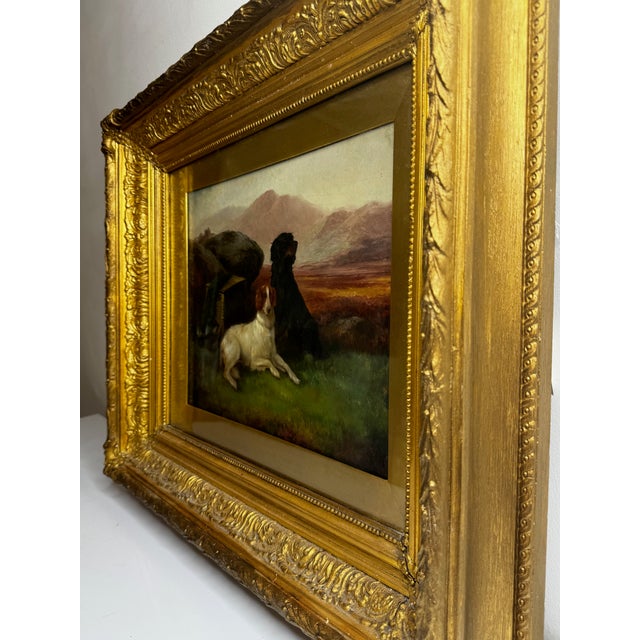 Green English Victorian Hunting Oil Painting “Game Dogs” – Robert Cleminson (1864–1903) Gilt Framed For Sale - Image 8 of 18