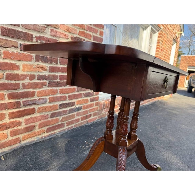 Antique American Classical Style Duncan Phyfe Carved Mahogany Drop Leaf Side Table, For Sale - Image 10 of 18