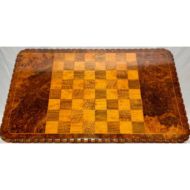 English Antique English Burled Walnut Chess Table, Circa 1870. For Sale - Image 3 of 7