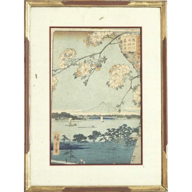 19th Century Hiroshigé Woodcut View to Edo in the Spring For Sale - Image 6 of 6