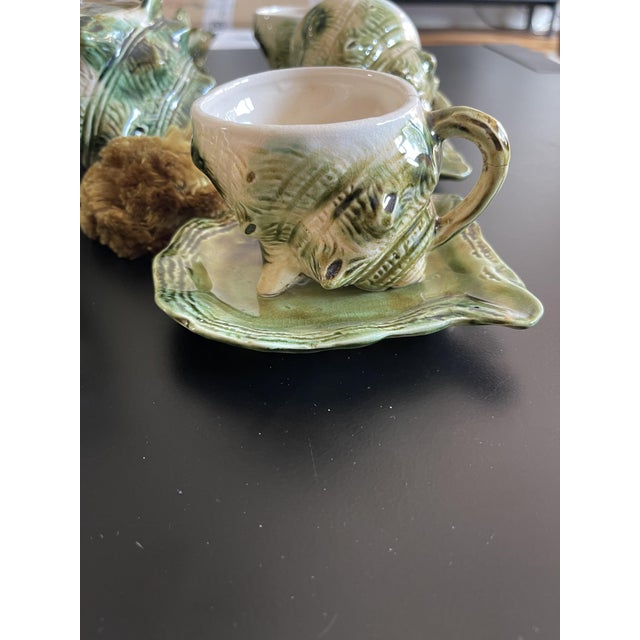 1950s Brutalist Glazed Ceramic Shell Coffee Service for 6, Japan, 1950, Set of 15 For Sale - Image 5 of 18