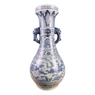 Large 19th Century Asian Porcelain Vase with Scenes Decoration For Sale