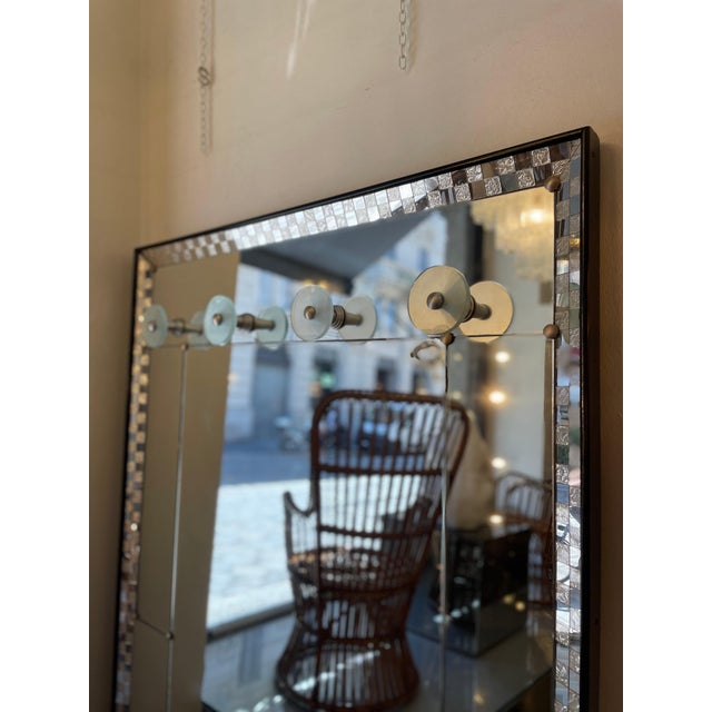 Mirror with Mosaic Border and Glass Coat Hooks, 1970s For Sale - Image 3 of 18