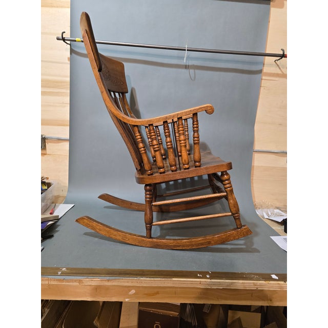 1900 - 1909 Early Pressed Back Rocker For Sale - Image 5 of 11