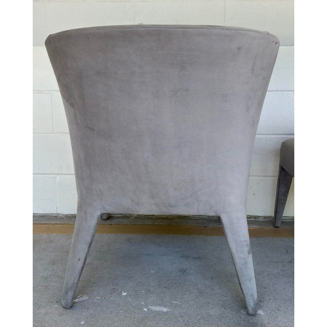 Modern Baker Modern Gray Suede Lapel Lounge Chairs Set of 2 For Sale - Image 3 of 5