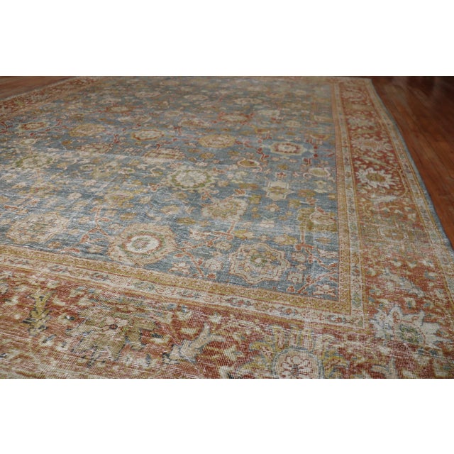 Textile Blue Rust Antique Persian Mahal rug no. j2235 For Sale - Image 7 of 10