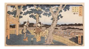 Saruwaka-Machi District and Kinryûzan Temple Seen from Matsuchiyama Mid 19th Century Block Print