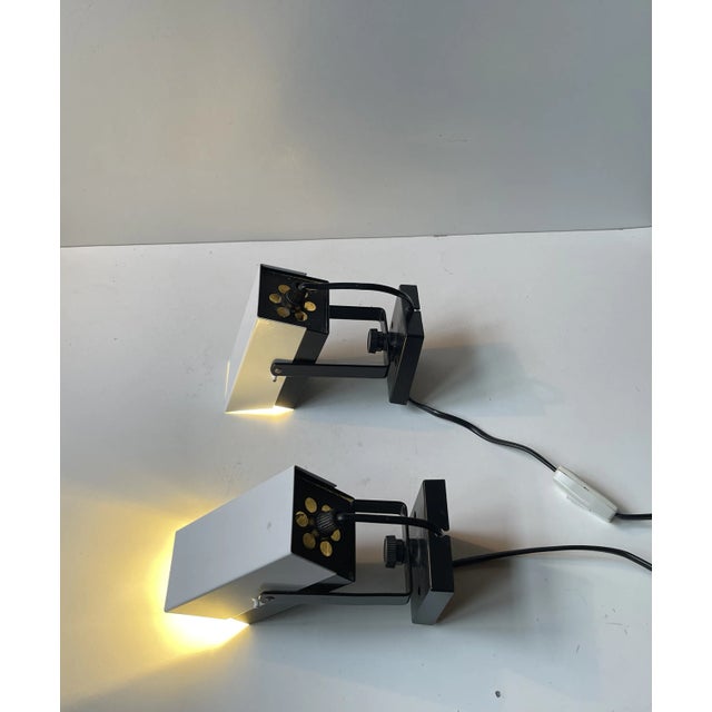 Vintage Danish Pop Art Wall Lamps in Black & White Steel by Davis Lampe, 1970s, Set of 2 For Sale - Image 6 of 8
