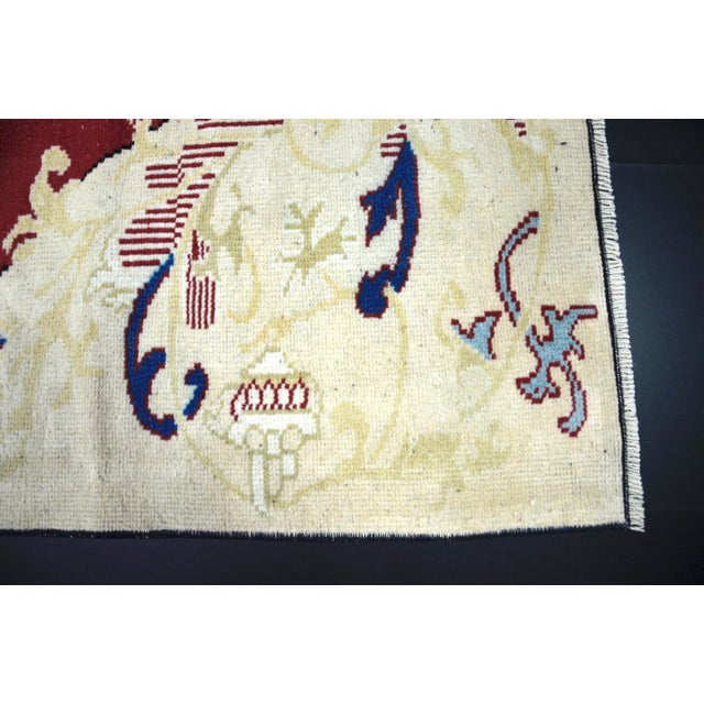 1960s Vintage Turkish Oushak Handmade Wool Rug For Sale - Image 9 of 11